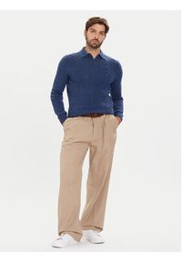 Polo Ralph Lauren Sweter 710974165003 Granatowy Regular Fit. Typ kołnierza: polo. Kolor: niebieski. Materiał: wełna