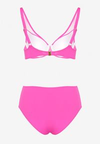 Born2be - Fuksjowe Bikini Biustonosz i Majtki Figi Zdobione Siateczką Linaravia. Kolor: różowy. Wzór: aplikacja #5