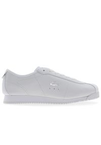 Buty męskie Lacoste Club-Low 125 5 SMA 749SMA0107-21G - białe. Okazja: na co dzień. Zapięcie: sznurówki. Kolor: biały. Materiał: guma, skóra. Wzór: aplikacja. Obcas: na płaskiej podeszwie. Sport: turystyka piesza