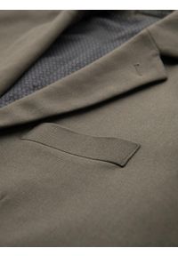Ombre Clothing - Męska elegancka marynarka SLIM FIT z rayonem – oliwkowa V5 - Rozmiar: M. Kolor: oliwkowy. Materiał: tkanina, poliester, materiał. Wzór: ze splotem. Styl: elegancki #3