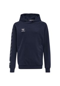 Dziecięca bawełniana bluza z kapturem Hummel Move Grid. Typ kołnierza: kaptur. Kolor: niebieski. Materiał: bawełna. Wzór: aplikacja. Sport: joga i pilates #1