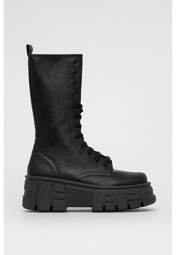 Steve Madden - Workery. Zapięcie: sznurówki. Kolor: czarny. Materiał: guma. Obcas: na obcasie. Wysokość obcasa: średni