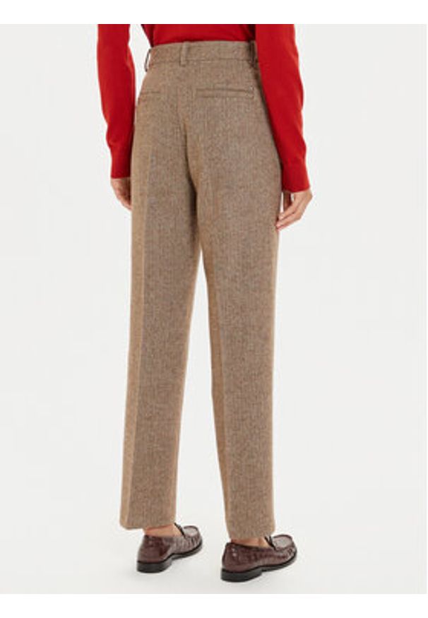 TOMMY HILFIGER - Tommy Hilfiger Spodnie materiałowe Herringbone WW0WW42959 Brązowy Straight Fit. Kolor: brązowy. Materiał: wełna