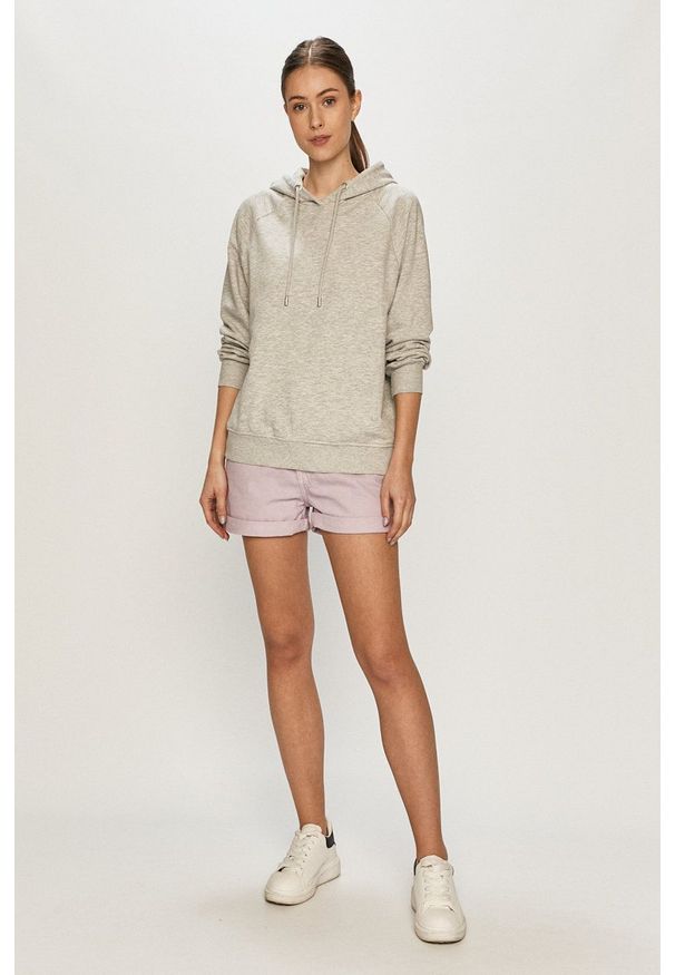 only - Only - Bluza. Typ kołnierza: kaptur. Kolor: szary. Długość rękawa: raglanowy rękaw