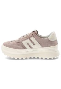 Sneakersy damskie Vinceza, cholewka ze skóry naturalnej zamszowej z kontrastowymi panelami klasyczne wiązanie masywna platformowa podeszwa, beżowe, 7. Kolor: beżowy. Materiał: zamsz, skóra. Szerokość cholewki: normalna #4