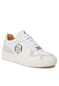 Philipp Plein - PHILIPP PLEIN Sneakersy Mix Leather Lo Top Sneakers SADS USC0545 PLE010N 01 Biały. Kolor: biały. Materiał: skóra #5