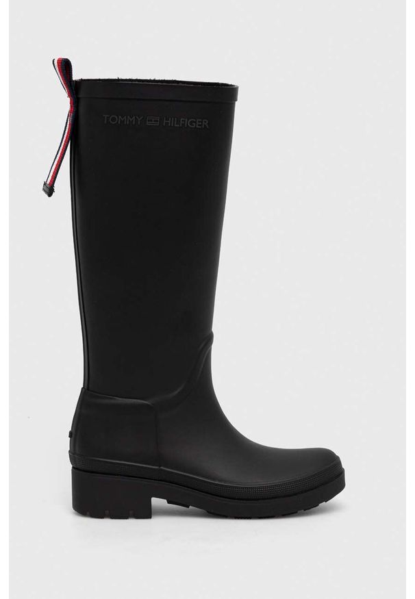 TOMMY HILFIGER - Tommy Hilfiger kalosze TOMMY RUBBERBOOT damskie kolor czarny FW0FW07665. Nosek buta: okrągły. Kolor: czarny. Materiał: guma