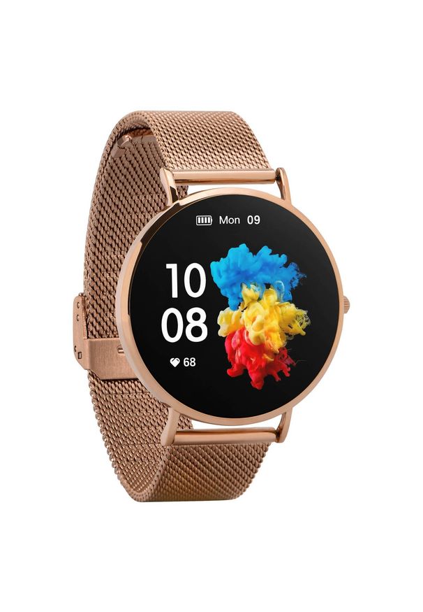 GARETT - Garett Verona złoty stalowy. Rodzaj zegarka: smartwatch. Kolor: szary, wielokolorowy, złoty. Styl: sportowy, elegancki, biznesowy