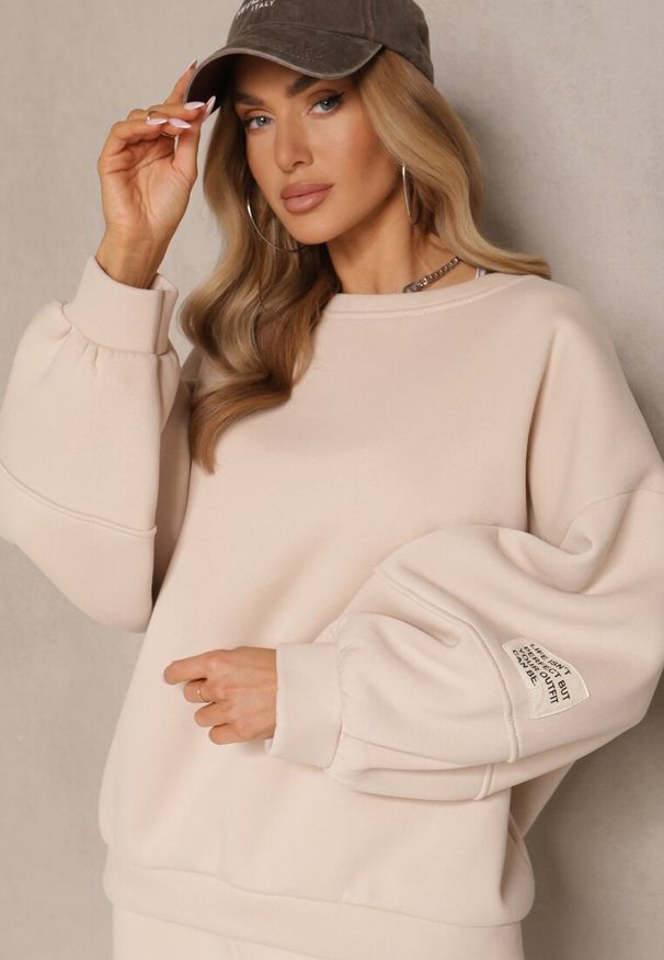 Renee - Beżowy Komplet Dresowy z Polarową Podszewką Bluza i Joggery Ziline. Kolor: beżowy. Materiał: polar, dresówka