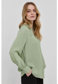BOSS - Boss koszula damska kolor zielony. Okazja: na co dzień. Kolor: zielony. Materiał: tkanina, włókno. Długość rękawa: długi rękaw. Długość: długie. Styl: casual #4