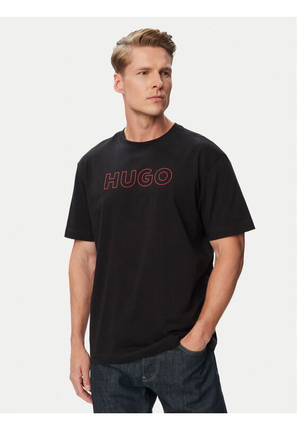 Hugo - HUGO T-Shirt Ezra 50566114 Czarny Regular Fit. Kolor: czarny. Materiał: bawełna