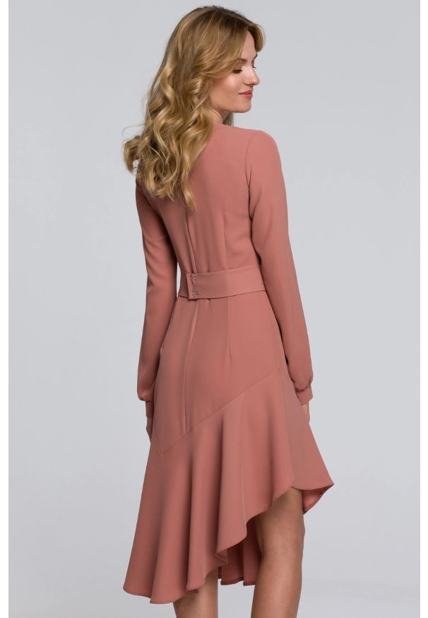 Sukienki.shop - Asymetryczna sukienka z falbaną w stylu flamenco. Typ sukienki: asymetryczne