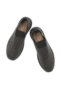 Czarne Półbuty S.Barski Modne Wsuwane Obuwie Damskie. Okazja: na co dzień. Zapięcie: bez zapięcia. Kolor: czarny. Materiał: materiał. Wzór: aplikacja. Styl: casual #5