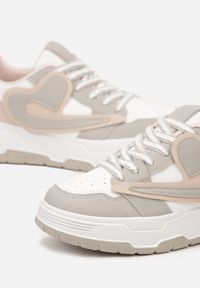 Born2be - Biało-Szare Sneakersy Beliossa. Kolor: biały. Materiał: skóra ekologiczna #5
