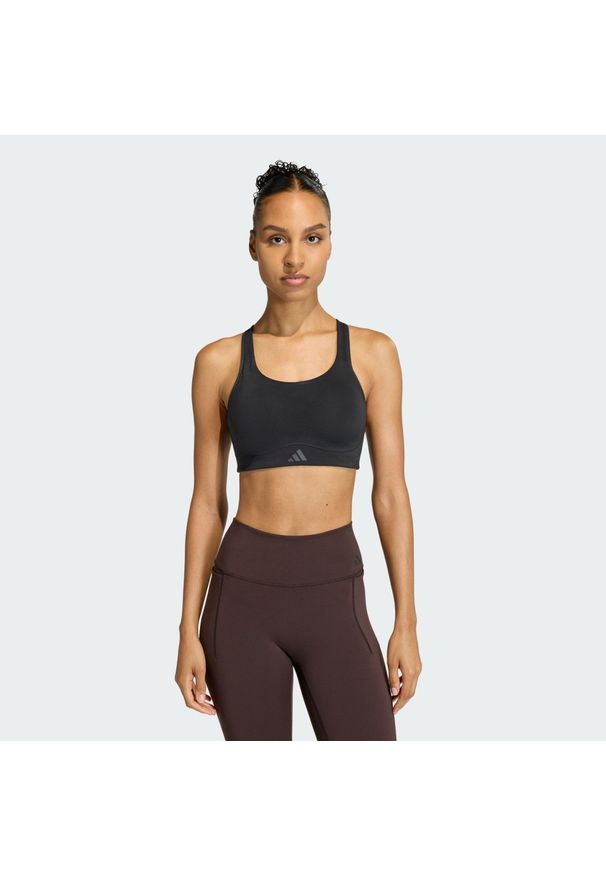 Adidas - Biustonosz Optime Workout High Support. Kolor: czarny. Technologia: ClimaCool (Adidas). Sport: fitness