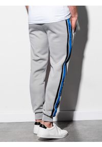 Ombre Clothing - Spodnie męskie dresowe joggery P854 - szare - XXL. Kolor: szary. Materiał: dresówka. Wzór: haft, kolorowy. Styl: retro #7