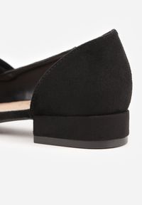 Born2be - Czarne Płaskie Czółenka Vices ze Skórzaną Wkładką Ozdobione Supełkiem Liliarie. Okazja: na co dzień. Kolor: czarny. Materiał: skóra. Wzór: aplikacja. Styl: casual, elegancki, klasyczny #3