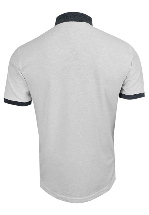 Pako Jeans - Biała Elegancka Koszulka POLO, Męska, Krótki Rękaw -PAKO JEANS- T-shirt z Szarą Kieszonką. Okazja: na co dzień. Typ kołnierza: polo. Kolor: wielokolorowy, szary, biały. Materiał: bawełna. Długość rękawa: krótki rękaw. Długość: krótkie. Styl: elegancki