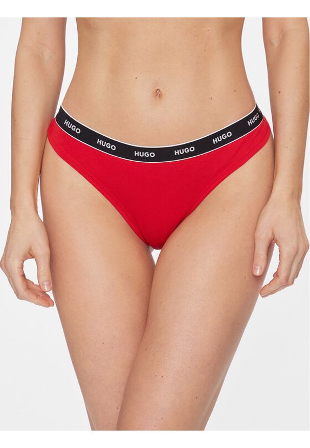 Hugo Stringi Thong Stripe 50510622 Czerwony. Kolor: czerwony. Materiał: bawełna