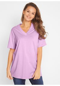 bonprix - Długi i szeroki T-shirt z dekoltem w serek, krótki rękaw (5 sztuk). Okazja: na co dzień. Typ kołnierza: dekolt w serek. Kolor: różowy. Długość rękawa: krótki rękaw. Długość: krótkie. Sezon: lato. Styl: casual #1