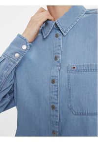 Tommy Jeans Koszula jeansowa DW0DW17355 Niebieski Oversize. Kolor: niebieski. Materiał: bawełna