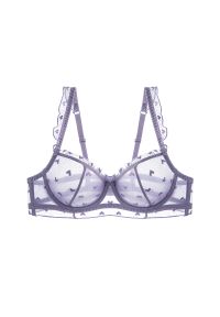 Intica - Biustonosz z fiszbinami z delikatnej siateczki Roshni. Kolor: fioletowy. Rodzaj stanika: biustonosz z fiszbinami