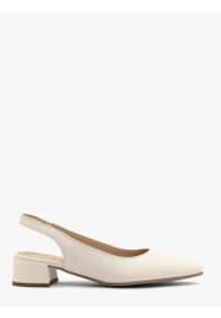 Ryłko - Kremowe czółenka slingback bez pięty. Okazja: na co dzień. Kolor: beżowy. Materiał: skóra. Obcas: na obcasie. Styl: street, casual, elegancki. Wysokość obcasa: niski