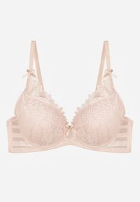 Renee - Jasnoróżowy Biustonosz Zdobiony Koronką i Kokardami Morgavia. Kolor: różowy. Materiał: koronka. Wzór: koronka, aplikacja #3