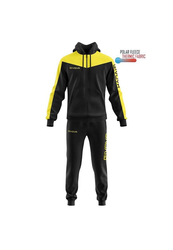 Givova Dres Roma Polarfleece z Kapturem - M. Kolor: czarny, żółty, wielokolorowy. Materiał: dresówka. Sport: piłka nożna