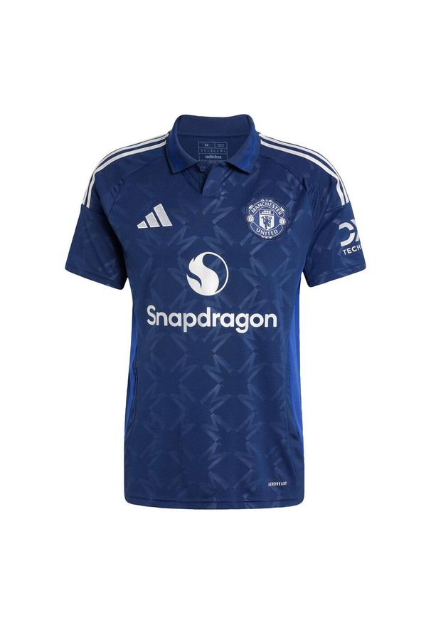 Adidas - Koszulka Manchester United 24/25 Away. Kolor: niebieski. Materiał: materiał