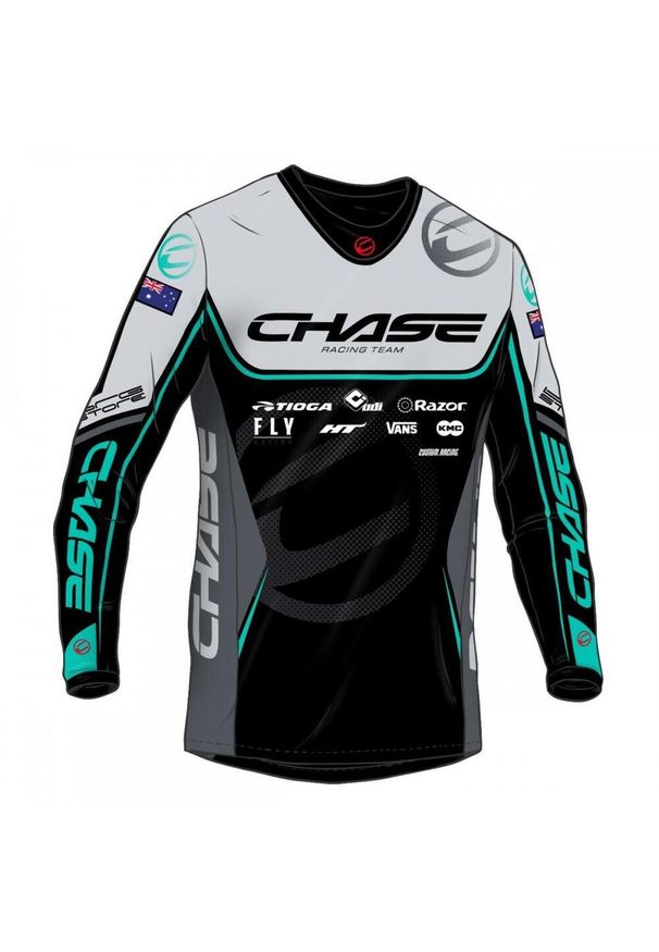 CHASE - Dziecięcy dżersej z długim rękawem Chase Team Izaac Kennedy Replica 2025. Kolor: wielokolorowy, szary, czarny. Materiał: jersey. Długość rękawa: długi rękaw. Długość: długie. Sport: kolarstwo