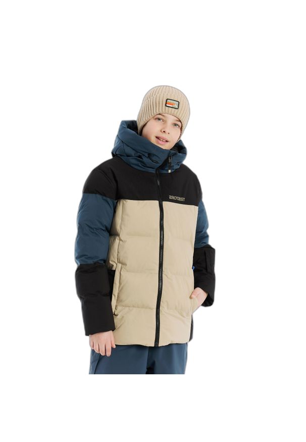 Dziecięca kurtka narciarska Protest Justin. Kolor: wielokolorowy, beżowy, brązowy. Sezon: zima. Sport: narciarstwo