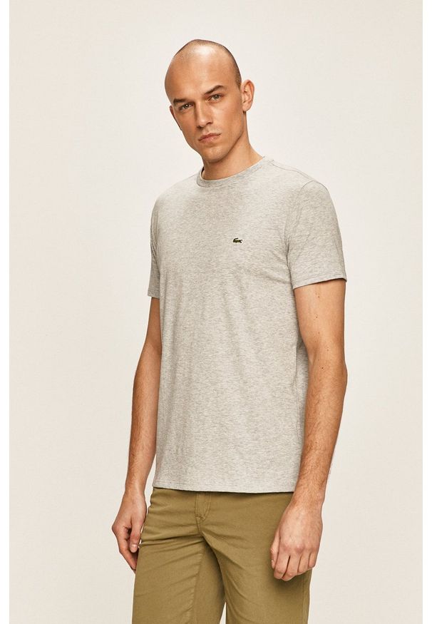 Lacoste - T-shirt. Okazja: na co dzień. Kolor: szary. Materiał: dzianina. Styl: casual