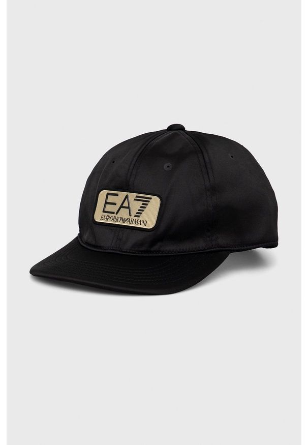 EA7 Emporio Armani czapka 274994.2R105 kolor czarny z aplikacją. Kolor: czarny. Wzór: aplikacja