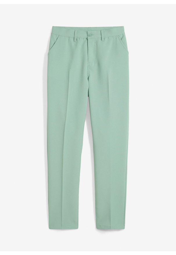 bonprix - Spodnie garniturowe Slim Fit. Kolor: zielony