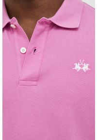 La Martina polo bawełniane kolor fioletowy gładki. Typ kołnierza: polo. Kolor: fioletowy. Materiał: bawełna. Długość: krótkie. Wzór: gładki #2