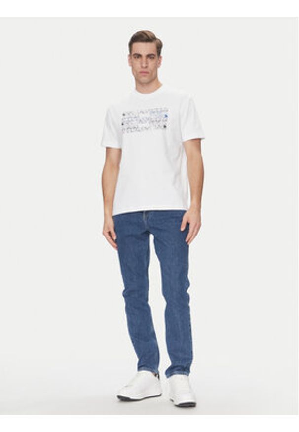 Karl Lagerfeld - KARL LAGERFELD T-Shirt A2M17038 Biały Regular Fit. Typ kołnierza: dekolt w karo. Kolor: biały. Materiał: bawełna
