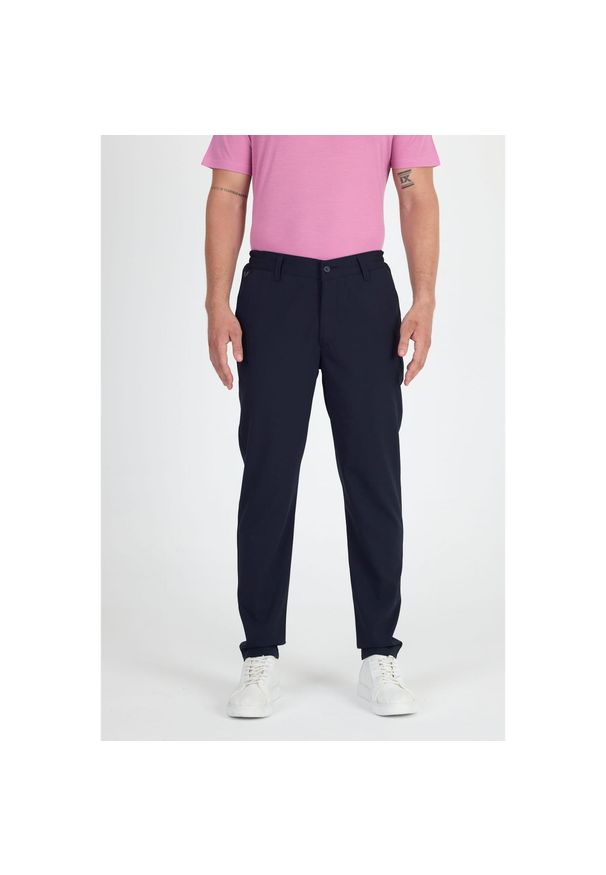 WOOLONA - Spodnie Chino Męskie Merino - Smart & Flex. Kolor: niebieski. Sport: turystyka piesza