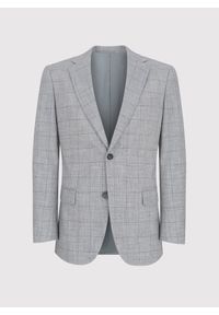 Pako Lorente - PAKO LORENTE – Szara marynarka w niebieską kratę. Kolor: szary, niebieski, wielokolorowy. Materiał: poliester, wiskoza, elastan. Wzór: kratka. Styl: klasyczny #7