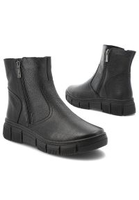 Czarne Botki Wasak Skórzane Buty Damskie Zapinane Na Suwak. Zapięcie: zamek. Kolor: czarny. Materiał: skóra. Wzór: grochy. Styl: klasyczny, elegancki #9