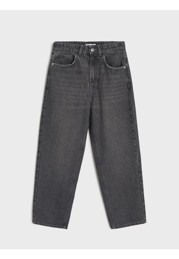 Sinsay - Jeansy loose z efektem sprania - szary. Kolor: szary