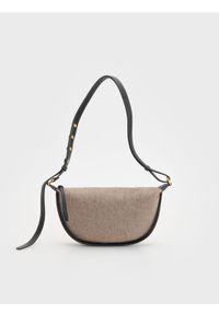 Reserved - Torebka crossbody z wełną - beżowy. Kolor: beżowy. Materiał: skórzane #1