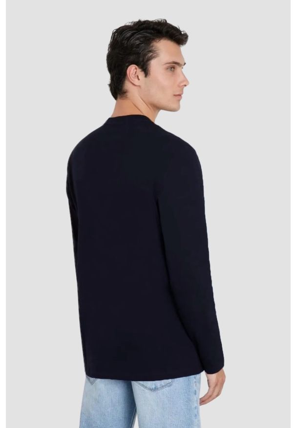 Guess - GUESS Granatowy męski longsleeve Ls Cn. Kolor: niebieski. Materiał: bawełna. Długość rękawa: długi rękaw. Długość: długie