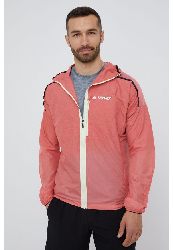 adidas TERREX wiatrówka Agravic H11744 kolor czerwony. Kolor: czerwony. Materiał: materiał, tkanina