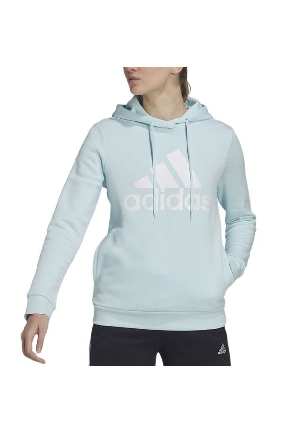 Adidas - Bluza adidas Loungwear Essentials Logo Fleece Hoodie HM1905 - niebieska. Typ kołnierza: kaptur. Kolor: niebieski. Materiał: wiskoza, materiał, poliester, bawełna. Wzór: aplikacja. Styl: sportowy, klasyczny