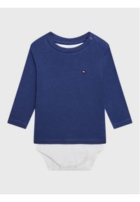 TOMMY HILFIGER - Tommy Hilfiger Body dziecięce Baby Solid KN0KN01408 Niebieski Regular Fit. Kolor: niebieski. Materiał: bawełna