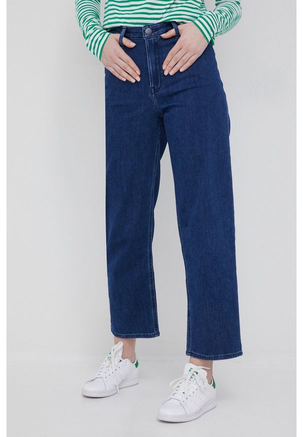 Lee jeansy WIDE LEG LONG DARK TANJA damskie high waist. Stan: podwyższony. Kolor: niebieski