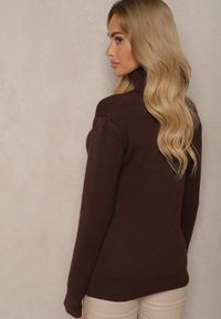 Renee - Brązowy Klasyczny Golf z Domieszką Wełny Zoziona. Okazja: na co dzień, do pracy, na spotkanie biznesowe. Typ kołnierza: golf. Kolor: brązowy. Materiał: wełna. Długość rękawa: długi rękaw. Długość: długie. Styl: klasyczny #4