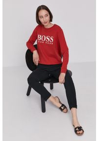 BOSS - Boss Spodnie 50427841.NOS damskie kolor czarny proste high waist. Okazja: na co dzień. Stan: podwyższony. Kolor: czarny. Styl: casual #5