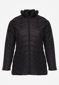 Born2be - Czarna Pikowana Kurtka Przejściowa z Kapturem o Taliowanym Kroju Lissanoria. Okazja: na spacer, na co dzień. Typ kołnierza: kaptur. Kolor: czarny. Materiał: poliester, jeans. Styl: casual #1